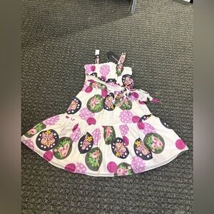 Girls Tiered Polka Dot Floral Dress with Tie Waist Size 4 NWT